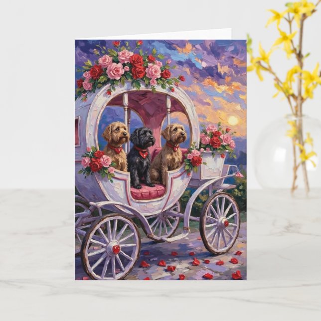 Cartão Wirehaired Pointing Griffon Dog Valentine's Day (Flor Amarela)