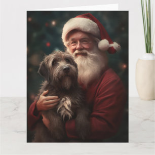 Cartão Wirehaired Pointing Griffon Papai Noel Natal