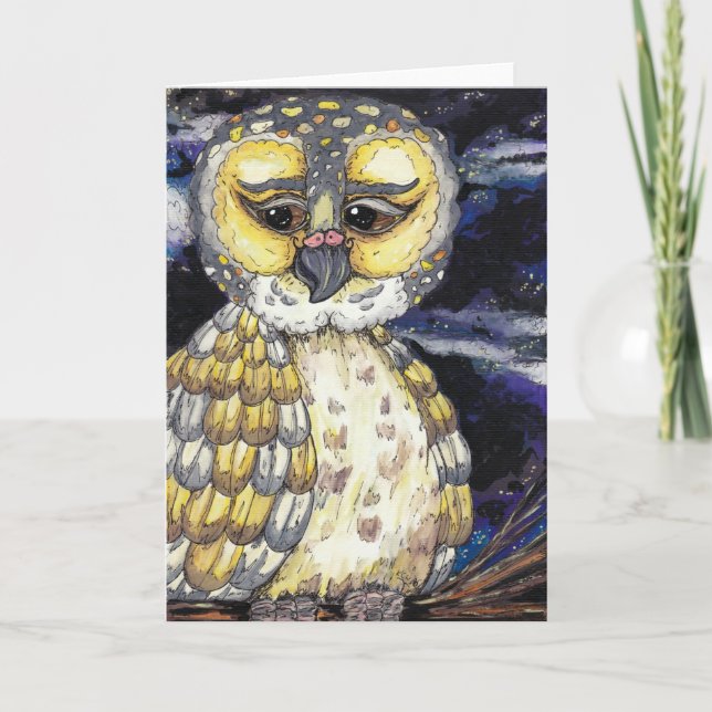Cartão Wise Old Owl Greeting Card (Frente)