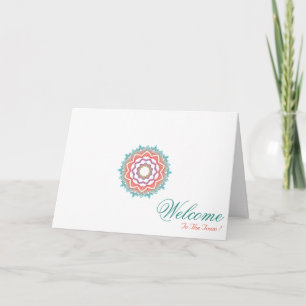 Cartão Wishing de boas-vindas ao mandala mínimo branco