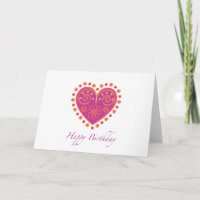 Wishing "Happy Birthday" with pink folklore heart