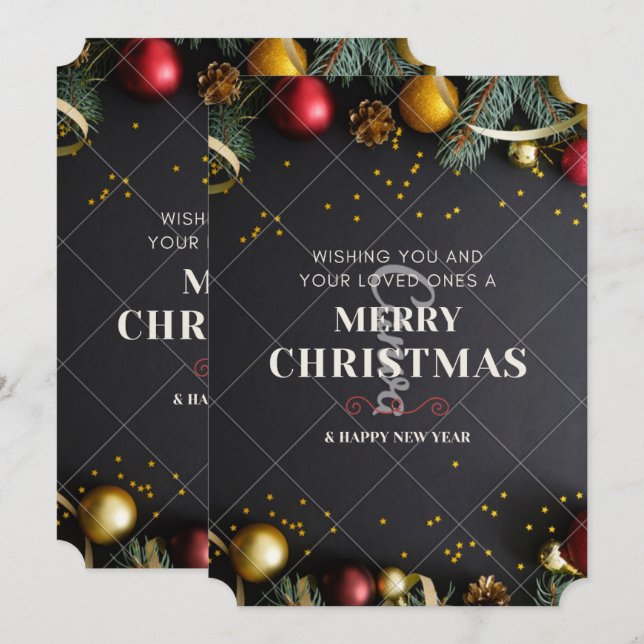 Cartão Wishing Love Feliz Natal Black Greeting Card (Frente/Verso)