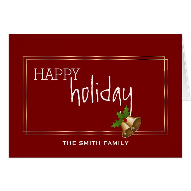 Cartão Wishing to Happy Holiday Jingle Bell Christmas (Frente Horizontal)