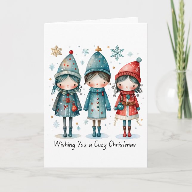 Cartão Wishing You a Cozy Christmas Folded Greeting Card (Frente)