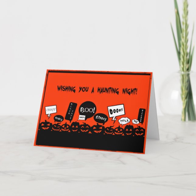 Cartão Wishing You a Haunting Night - Halloween Card (Frente)