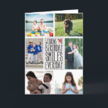Cartão Wishing you Birthday Smiles Everyday<br><div class="desc">Showcase your favorite photos with this joyous birthday greeting card from PiPo Press.  This card features six photo openings and wishes family member,  friend,  or loved one birthday smiles every day.</div>
