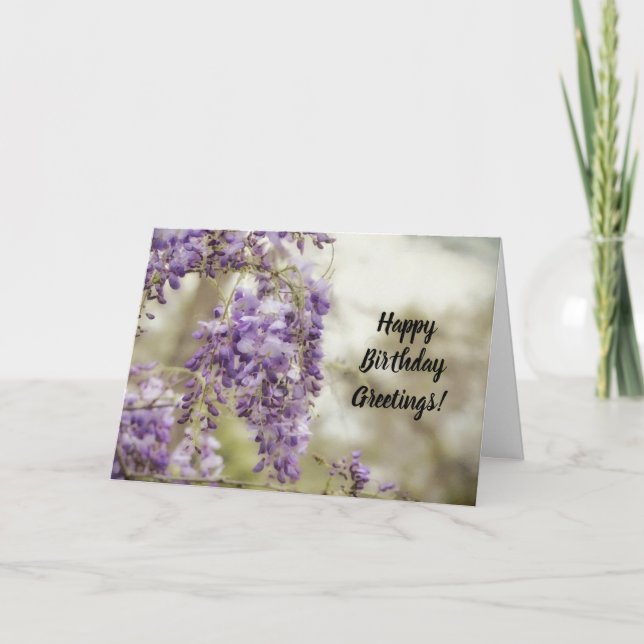Cartão Wisteria Flowers Art Birthday Card (Frente)