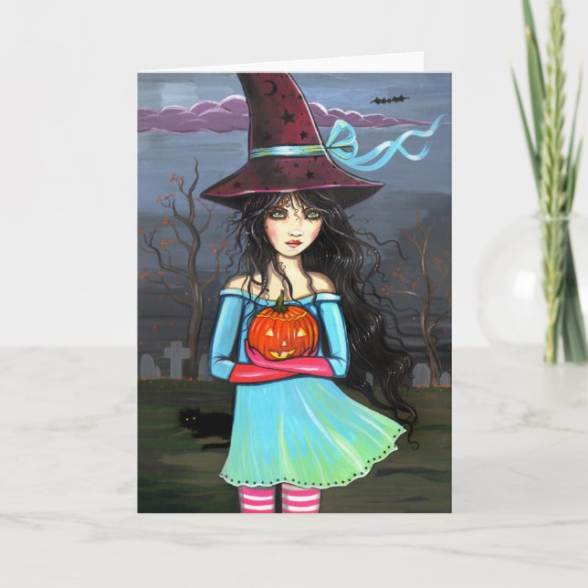 Cartão Witch Halloween Card Note Card (Frente)