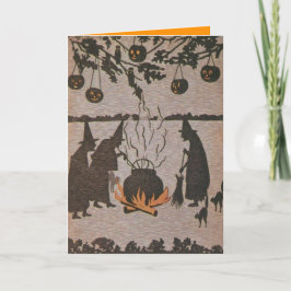 Cartão Witch Jack O' Lantern Cauldron Owl