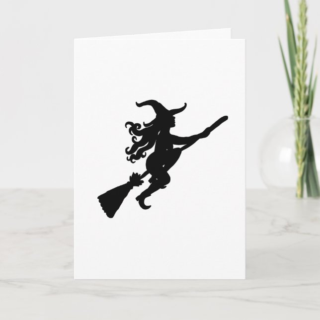 Cartão Witch on a Broom Silhouette (Frente)