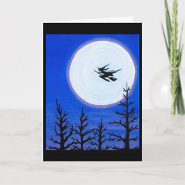 Cartão Witch over the Moon Halloween Greeting Card