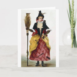 Cartão Witch with Broom and Owl