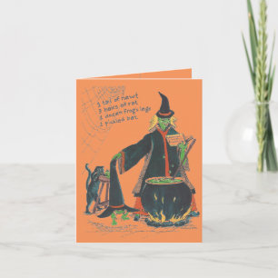 Cartão Witches Brew Happy Halloween with Cat