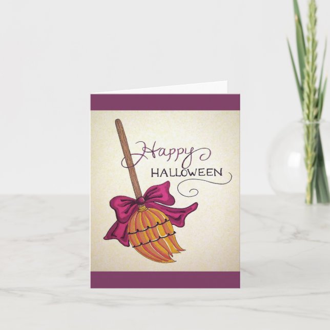 Cartão Witch's Broom Halloween greeting card (Frente)