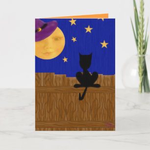 Cartão Witch's Moon Halloween Birthday Greeting Card