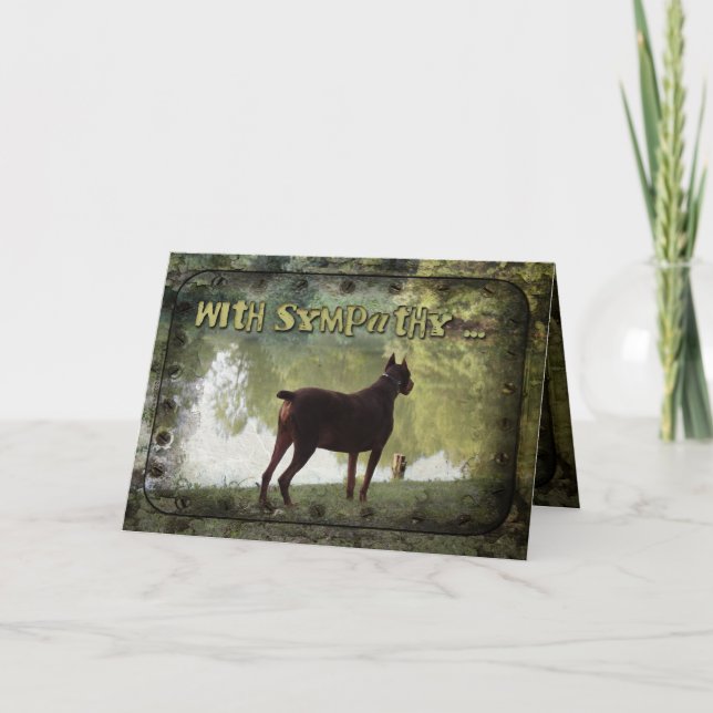 Cartão With Sympathy - Doberman Overlooking a Lake (Frente)