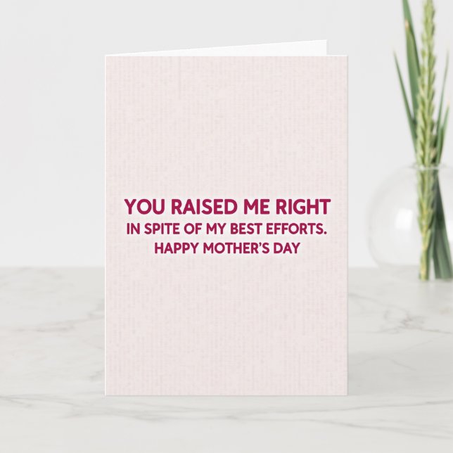 Cartão Witty Mothers Day Message Card (Frente)