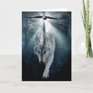 Cartão Wolf & Eagle Wildlife Support Blank Greeting-card