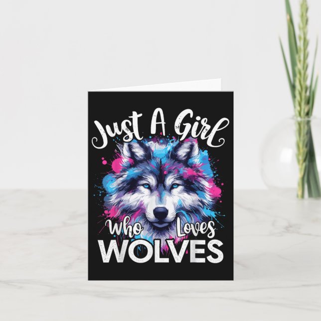 Cartão Wolf Face Apenas Uma Menina Que Ama Lobos (Frente)