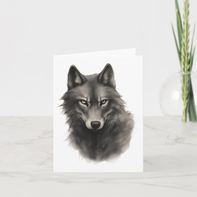 Cartão Wolf Face Sticker (Frente)