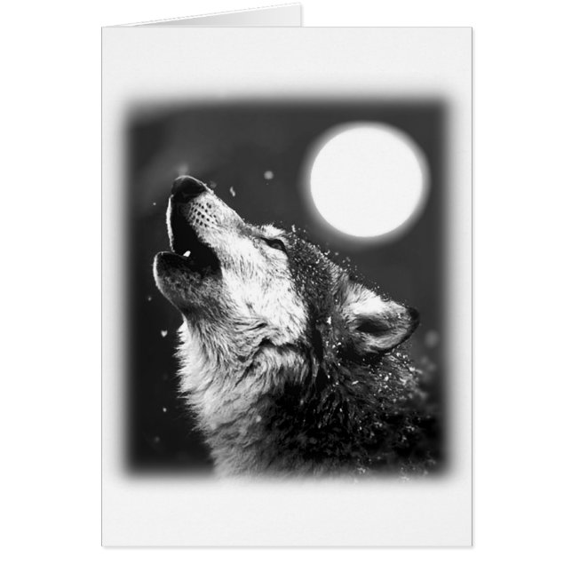 Cartão Wolf Howling na Lua (Frente)