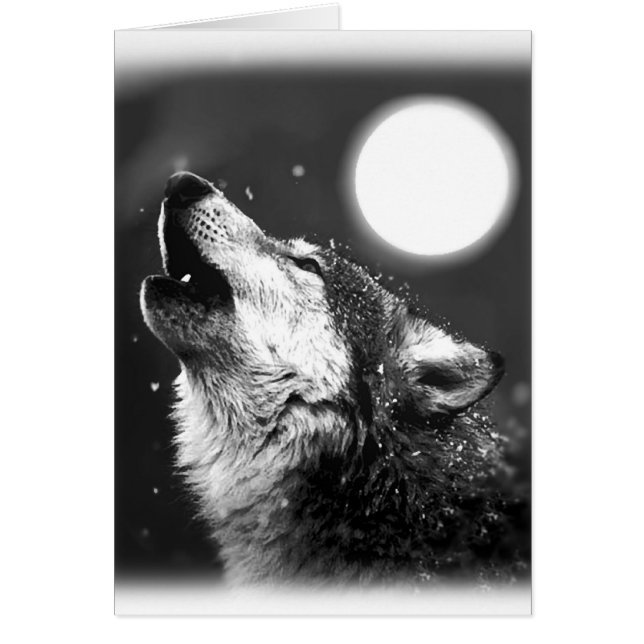 Cartão Wolf Howling na Lua (Frente)