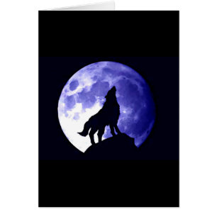 Cartão Wolf Howling na Lua