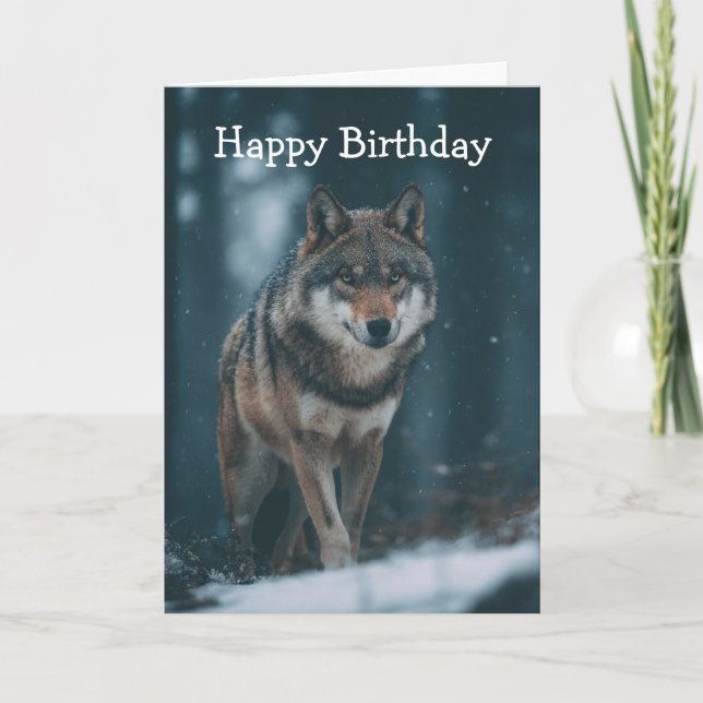 Cartão Wolf in Winter (Frente)