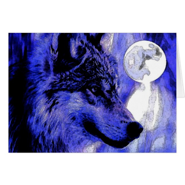 Cartão Wolf & Moon (Frente Horizontal)