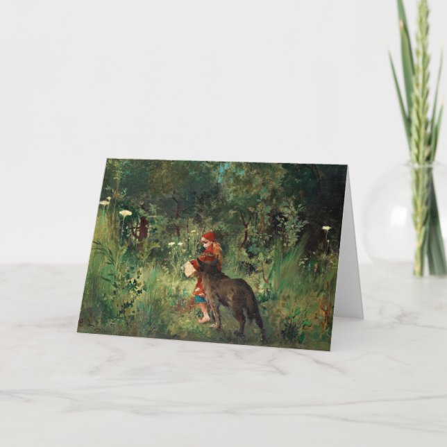 Cartão Wolf on Path with Red (Frente)