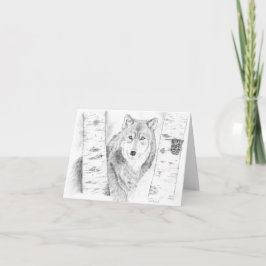 Cartão Wolf Purgando Pelas Árvores Birch