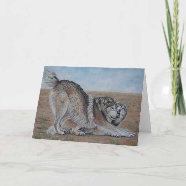 Cartão wolf scenic wildlife realist art greeting card (Frente)