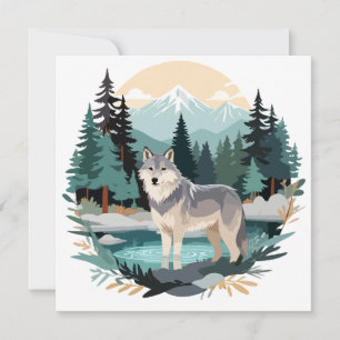 Cartão Wolf Willife Animal Nature Outdoor Watercolor