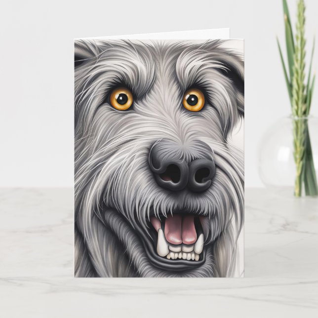 Cartão Wolfhound Birthday Humor (Frente)