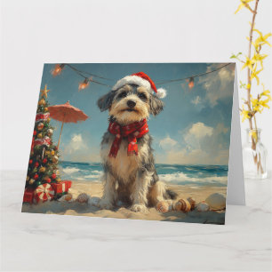 Cartão Wolfhound Dog Christmas Vintage Beach