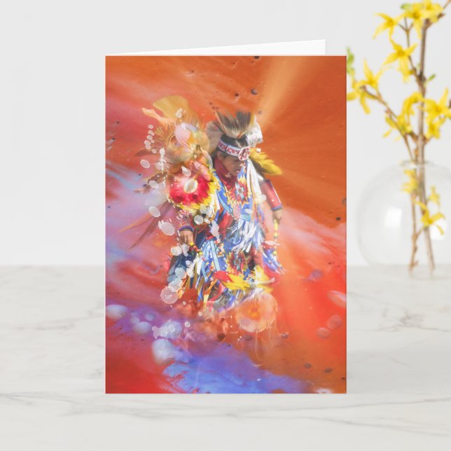 Cartão WOLVES DE DANÇAMENTO Nativo Americano (Flor Amarela)