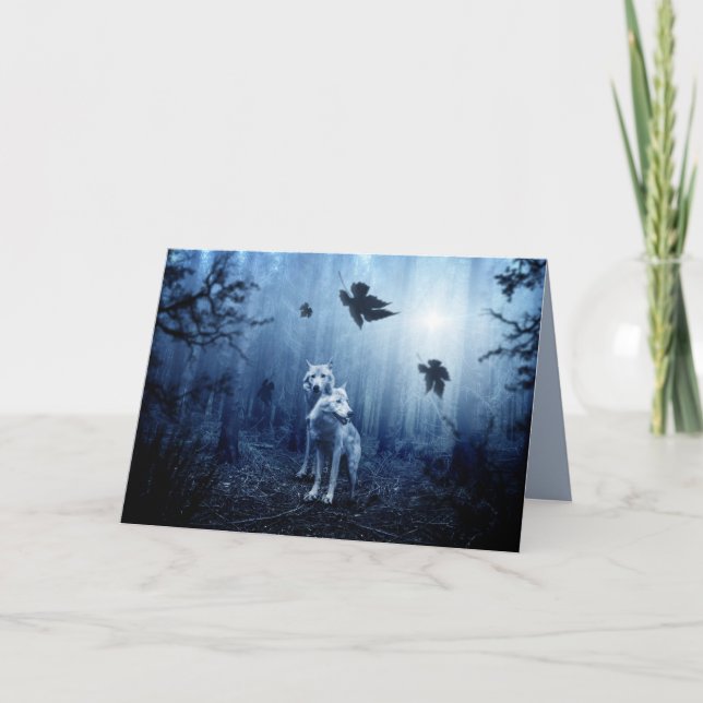 Cartão wolves in the woods greeting card (Frente)
