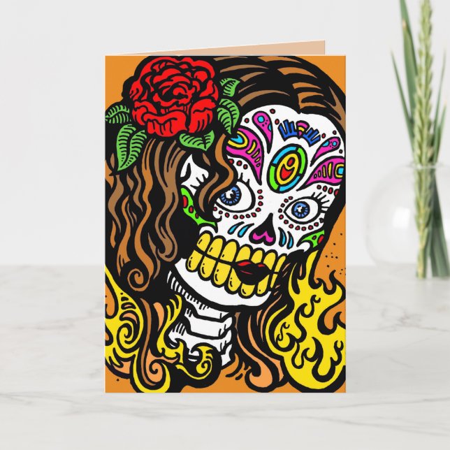 Cartão woman day of the dead greeting card (Frente)