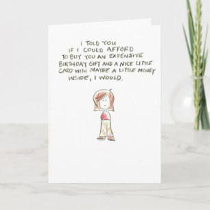 Cartão woman expenses birthday gift