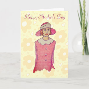 Cartão Woman in Pink Hat Mother's Day