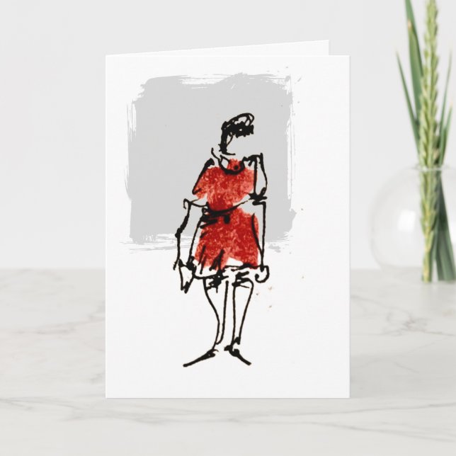 Cartão Woman in Red Dress Happy Birthday Card (Frente)