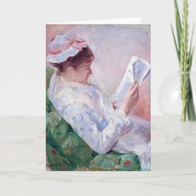 Cartão Woman Reading, Mary Cassatt (Frente)