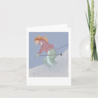Cartão Woman Skier Art