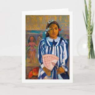 Cartão Woman with A Fan, Gauguin