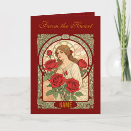 Cartão Woman With Roses Romantic Illustration