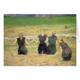 Cartão Women Bathing Dieppe por Paul Gauguin