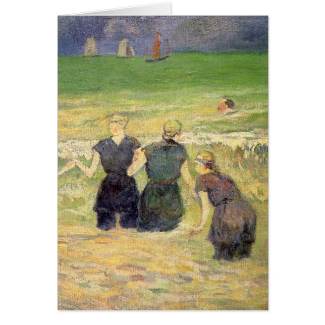 Cartão Women Bathing Dieppe por Paul Gauguin (Frente)