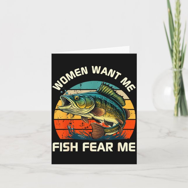 Cartão Women Fear Me Fish Want Me Funny Fishing  (Frente)