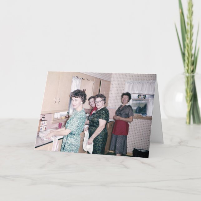 Cartão Women in the Kitchen Retro Greeting Card (Frente)