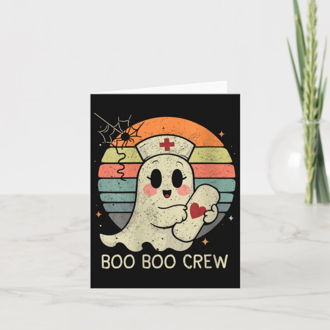 Cartão Womens Boo Boo Crew Nurse Halloween For Women V-ne (Frente)